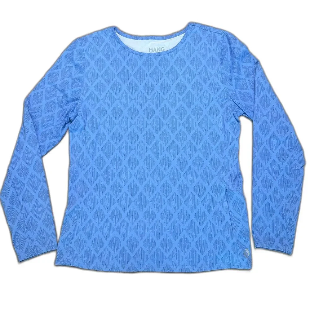 Hang Ten Women's L Large Long Sleeve Rashguard Diamond Design UPF 50+